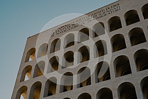 Palazzo della Civilta Italiana, Rome architecture landmark with arches, Italy photo