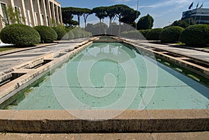 The Palazzo della CiviltÃ  Italiana in Eur district in Rome, Italy