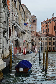 The Palazzo Giustinian and Boat Traffic on the Grand Canal Venice Italy