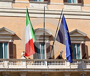 Palazzo Montecitorio headquarters of the Italian Parliament with