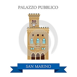 Palazzo Pubblico San Marino Europe flat vector sight landmark