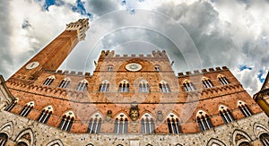 Palazzo Pubblico and Torre del Mangia, landmarks of Siena, Italy