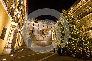 Palazzo Salimbeni at Christmas time in Siena, Italy