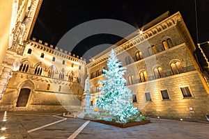 Palazzo Salimbeni at Christmas time in Siena, Italy