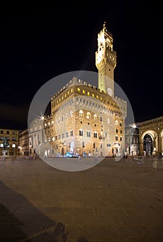 Palazzo Vecchio in Florence at night, Italy