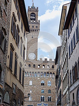 Palazzo Vecchio near Loggia della Signoria in Piazza della Signoria in Florence, Italy