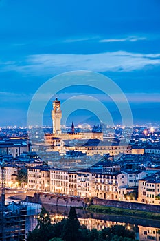 The Palazzo Vecchio, the town hall of Florence, Italy.