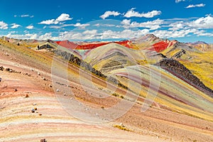 Palccoyo rainbow mountain landscape Vinicunca alternative, epic view to colorful valley, Cusco, Peru, South America