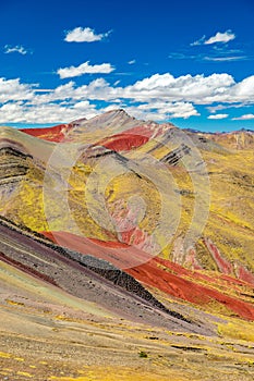 Palccoyo rainbow mountain Vinicunca alternative, mineral colorful stripes in Andean valley, Cusco, Peru, South America