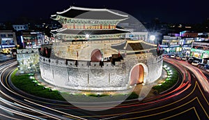 Paldalmun Gate at night in suwon