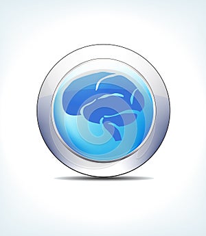Pale Blue Button Brain, Healthcare & Pharmaceutical Icon, Symbol