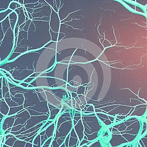 Pale blue neuron on darker shade background