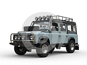 Pale blue off road vehicle