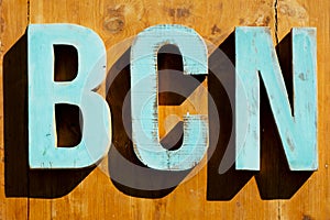 Text BCN, abbreviation for Barcelona