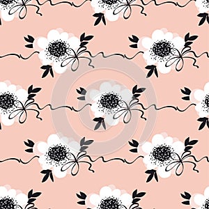 Pale color abstract rose flowers seamless pattern.