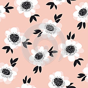 Pale color abstract rose flowers seamless pattern.