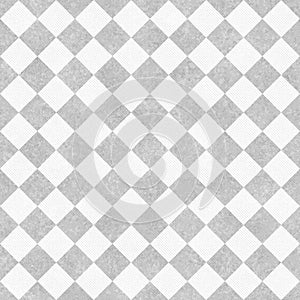 Pale Gray and White Diagonal Checkers on Textured Fabric Background