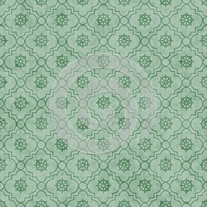 Pale Green Wheel of Dharma Symbol Tile Pattern Repeat Background