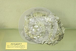 Pale lepidolite mineral from silicate class, source of lithium, cesium and rubidium