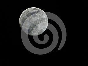 A Pale moon on the night sky
