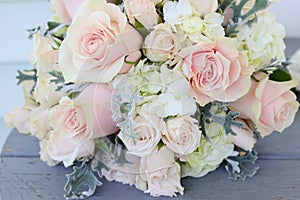 Pale Pink Bridal Rose Bouquet for a Wedding
