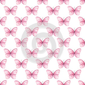 Pale pink butterfly seamless raster pattern