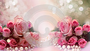pale pink roses with pearls suitable as a wedding