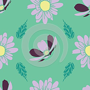 Pale pink roses and peonies with gray leaves on the striped background. Vector seamless pattern. Romantic garden flowers