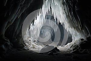 pale quartz formations within a dark cave