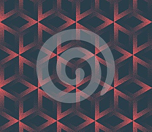 Pale Red Cube Mesh Seamless Pattern Trend Vector Dot Work Abstract Background