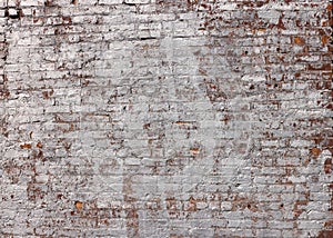 pale rough and grunge red brick painted with white silver stain wall medium close up texture background