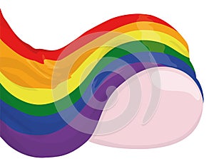 Pale sign with blank space decorated with rainbow flag, Vector illustration