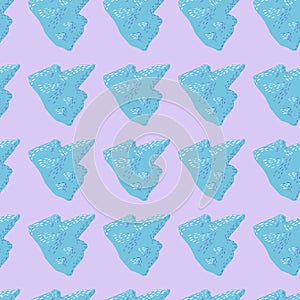 Pale tones seamless pattern with decorative blue iceberg silhouettes print. Grey background. Simple style