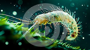 Pale treponema, a species of gram-negative spirochetes, is the causative agent of syphilis under the microscope. 3d visualization