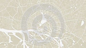 Pale yellow vector background map, Hamburg city area streets and water cartography illustration