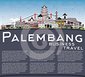 Palembang Indonesia City Skyline with Gray Buildings, Blue Sky and Copy Space photo