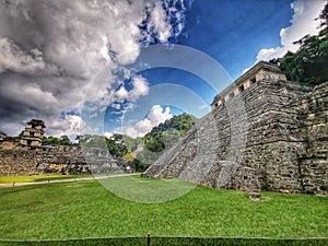 Palenque archaeological site. Maya temple in chiapas, mexico