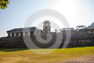 Palenque, Chiapas, Mexico: The Palace, one of the Mayan buiding ruins in Palenque. The Palace is crowned with a five-story tower w
