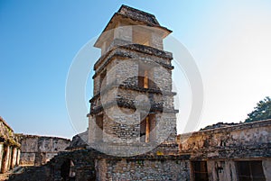 Palenque, Chiapas, Mexico: The Palace, one of the Mayan buiding ruins in Palenque. The Palace is crowned with a five-story tower w