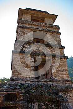 Palenque, Chiapas, Mexico: The Palace, one of the Mayan buiding ruins in Palenque. The Palace is crowned with a five-story tower w