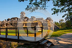 Palenque, Chiapas, Mexico: The Palace, one of the Mayan buiding ruins in Palenque. The Palace is crowned with a five-story tower w