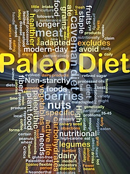 Paleo diet background concept glowing