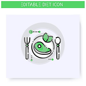 Paleo diet line icon. Editable illustration