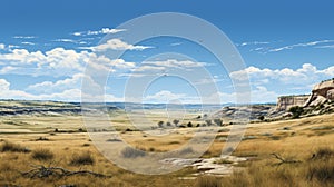 Paleocore-inspired Digital Illustration Of A Desert Landscape