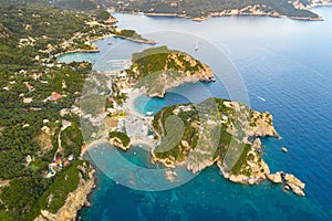 Paleokastritsa bay on Corfu island, Ionian archipelago, Greece