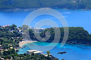 Paleokastritsa beach and bay view from above.