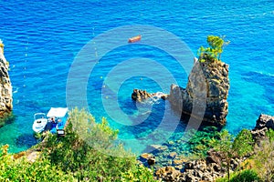 Paleokastritsa beach on Korfu, Greece