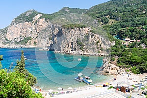 Paleokastritsa beach on Korfu, Greece