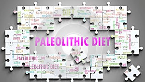 Paleolithic Diet as a complex subject, related to important topics spreading around as a word cloud photo