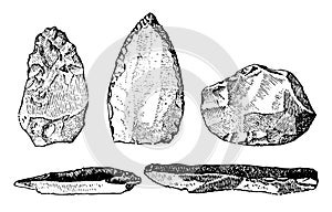 Paleolithic Implements vintage illustration